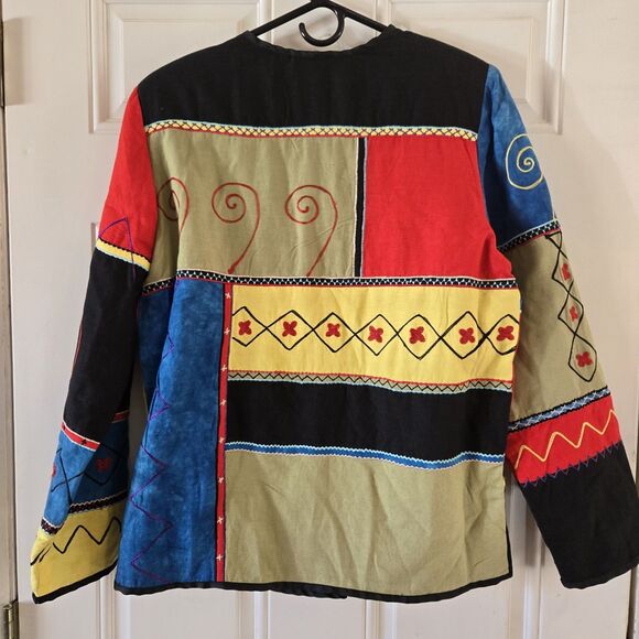 Draper’s & Damon’s Patchwork Embroidered Jacket Small Vintage Boho Artsy Lined - Picture 2 of 9
